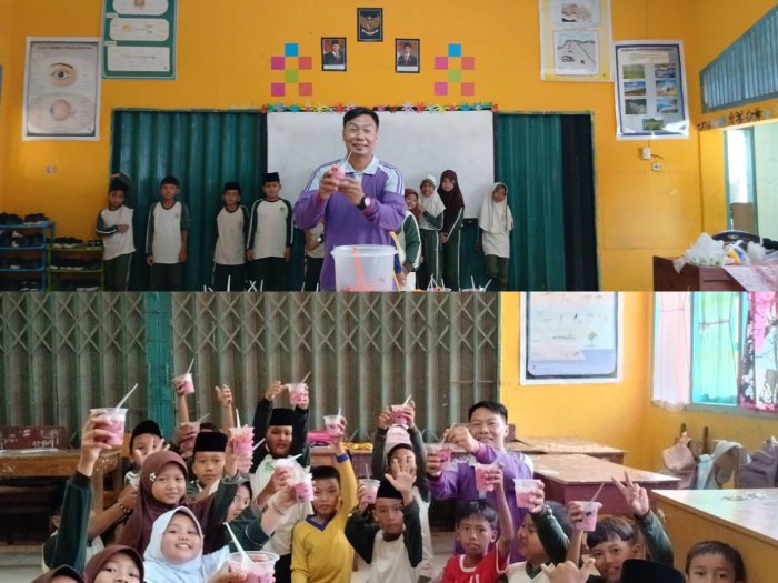 Wali Kelas 5C Pak Asri Ajak Siswa Terapkan Gaya Hidup Sehat Lewat Kegiatan Membuat Es Buah di MIN 1 Bung